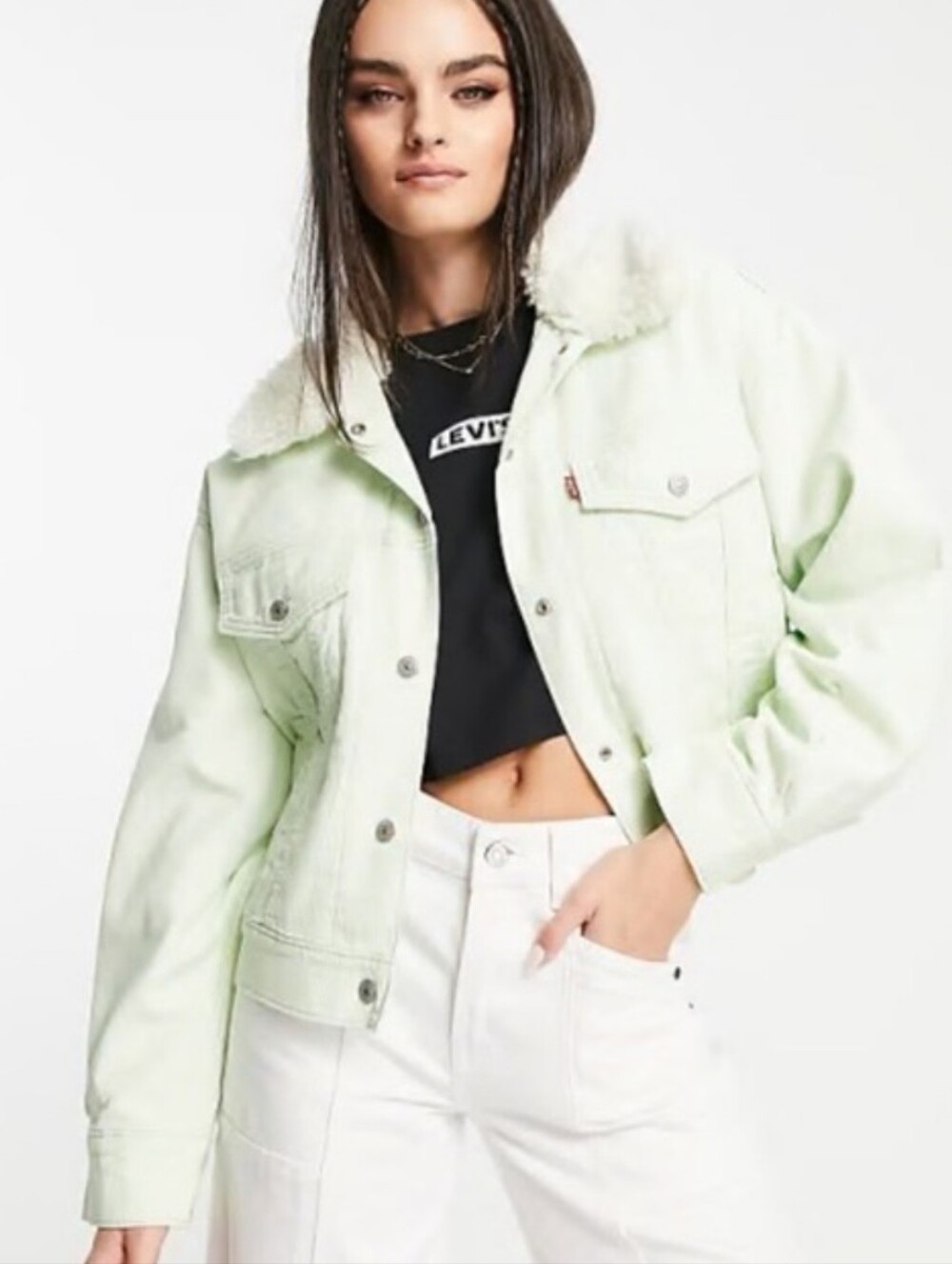 Levi's Mint Green Corduroy Sherpa Collar Trucker Jacket